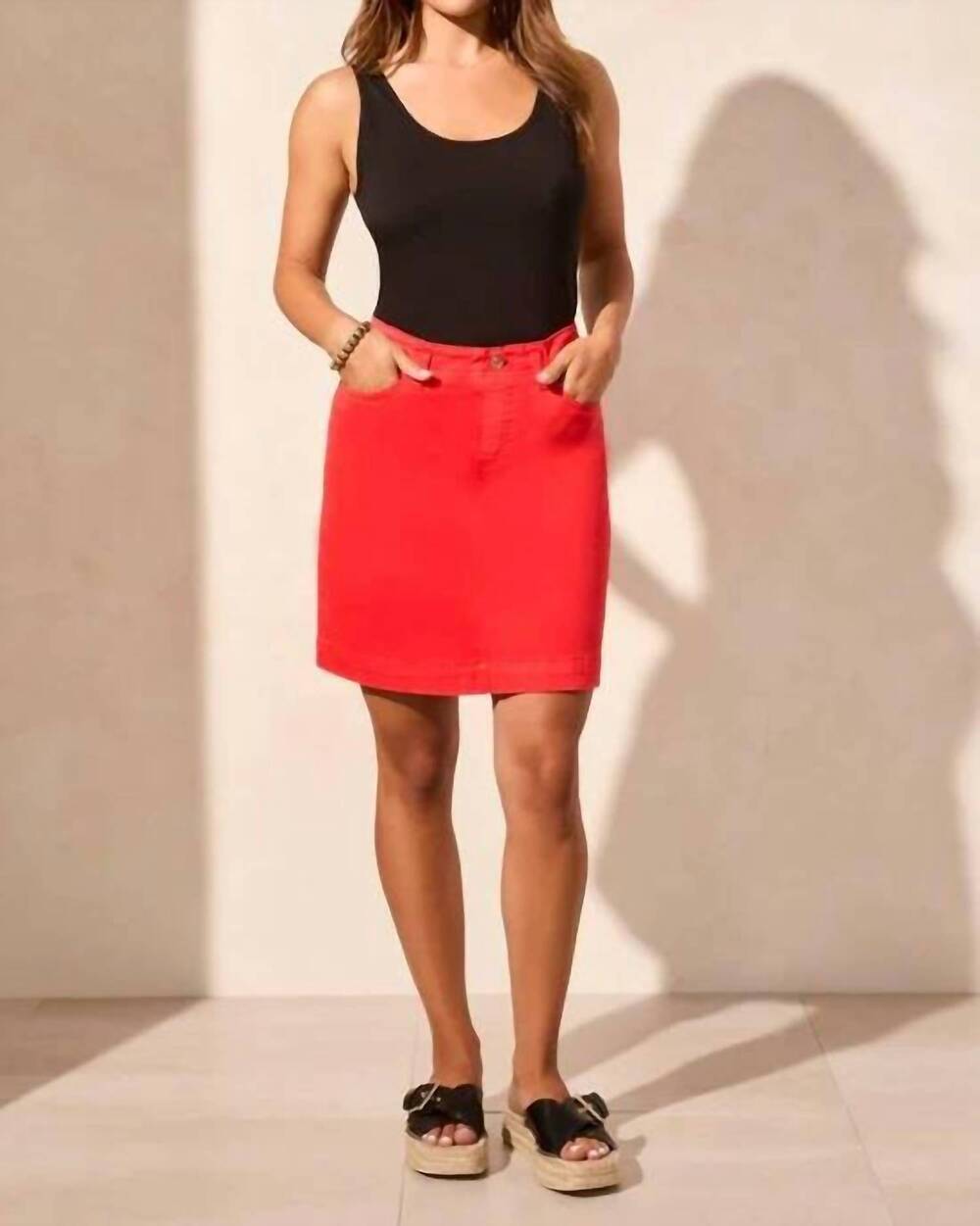 NEW TRIBAL pull on denim skort in bayberry